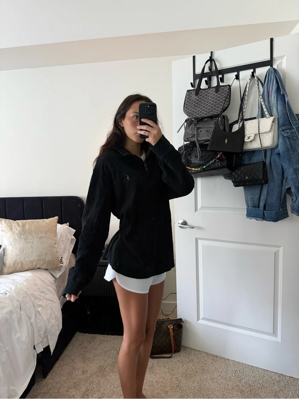 Polo by Ralph Lauren Black V-Neck Quarter-Zip Sweater